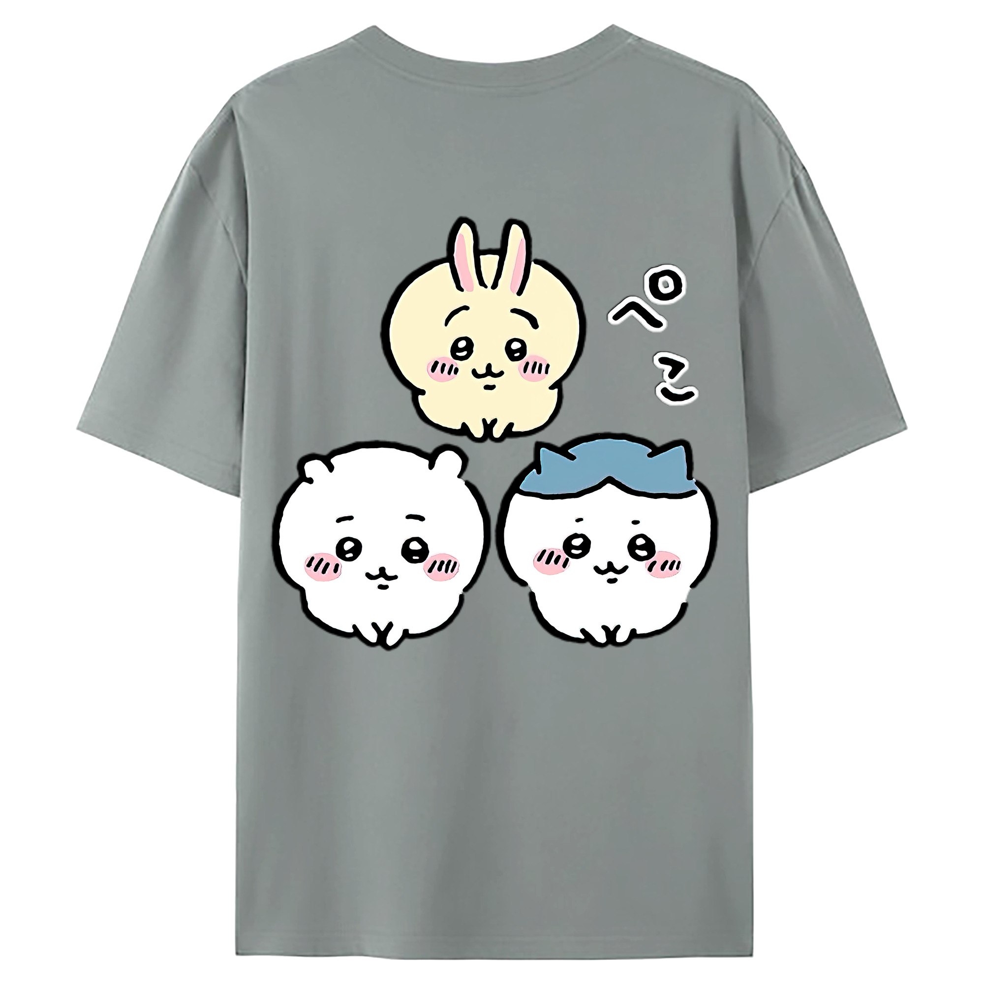 （画像用） ちいかわ うさぎ Chii-kawa usagi 綿100％ メンズ半袖Tシャツ（バックプリント） 通気性